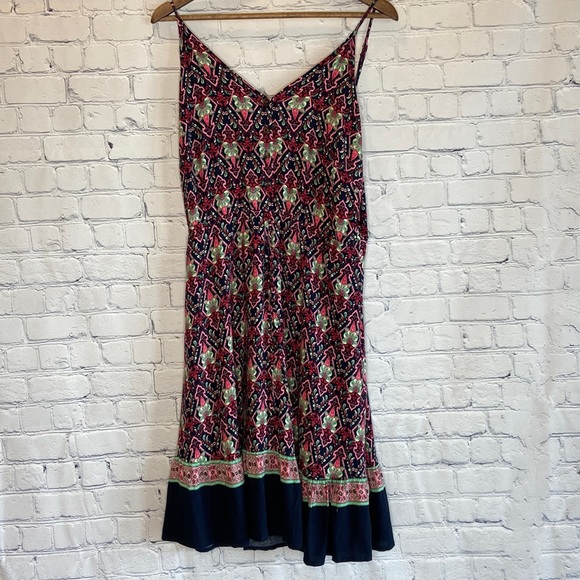 Pretty Garden Floral Navy, Green, and Pink Multicolored Spaghetti Strap Dress - Picture 7 of 13